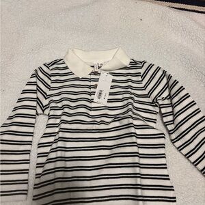 Janie and Jack Black and White Striped Polo